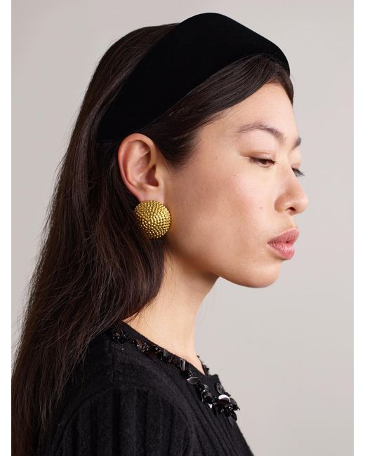 Jennifer Behr Black Maeve Silk-Velvet Headband