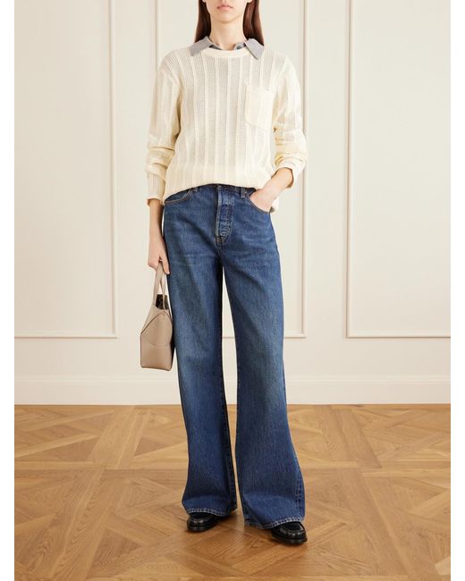 Aimé Leon Dore Natural Open-Knit Cotton Sweater