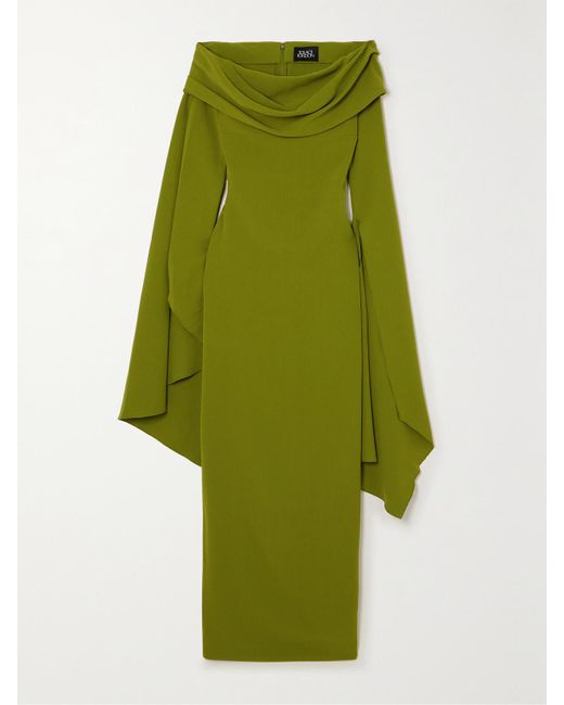 Solace London Green Arden Off-the-shoulder Maxi Dress