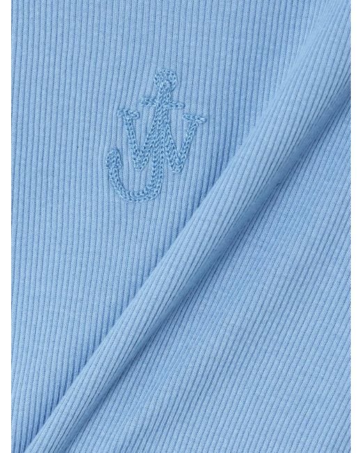J.W. Anderson Blue Tanktop Aus Geripptem Baumwoll-Jersey Mit Stickerei