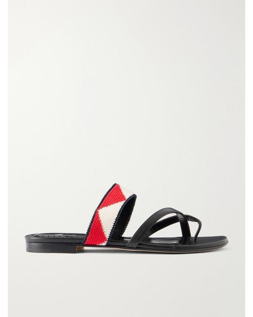 Manolo Blahnik Black Susastra 10 Leather Woven Sandals