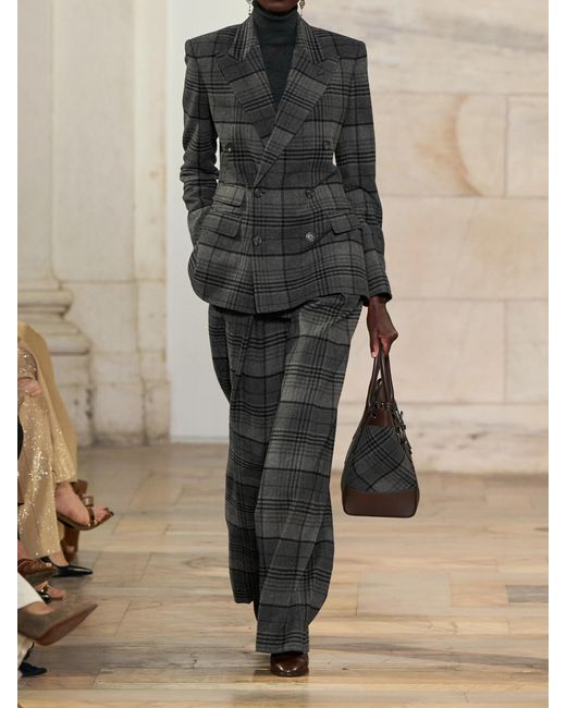 Ralph Lauren Black Kent Double-Breasted Checked Wool Blazer