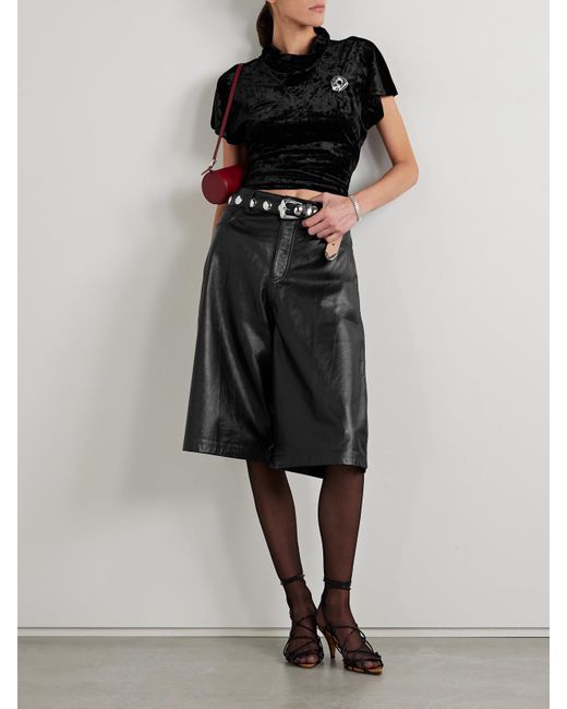 Isabel Marant Black Hailey Draped Velvet T-Shirt