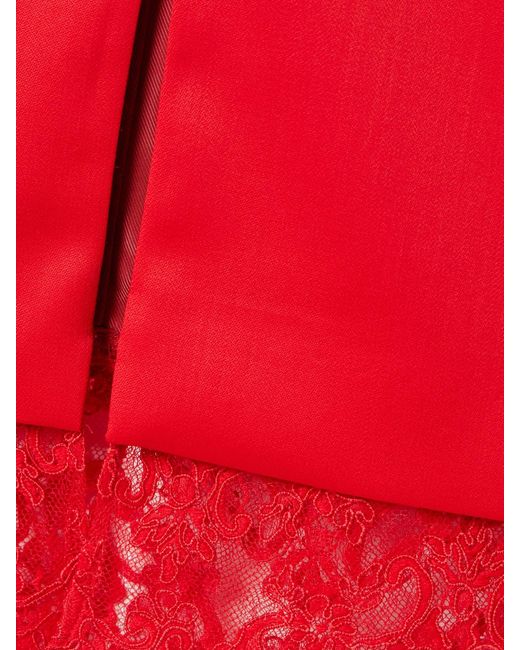 Stella McCartney Red Lace-Trimmed Wool Skirt