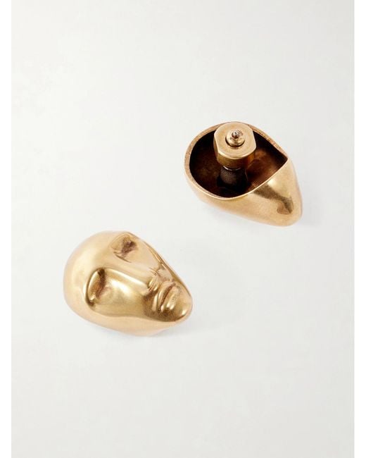 Khaite Metallic Visage 18-Karat-Plated Earrings