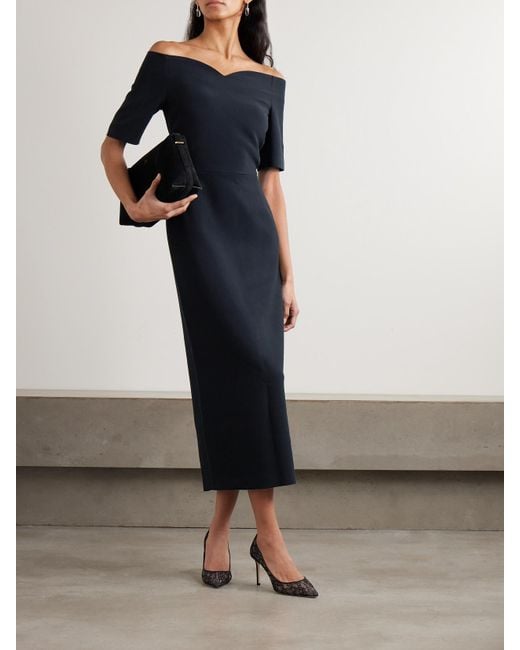Violante Nessi Blue Lucretia Off-The-Shoulder Cady Gown