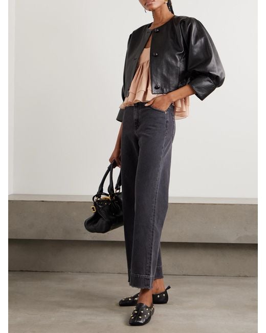 Chloé Black Cropped Leather Jacket