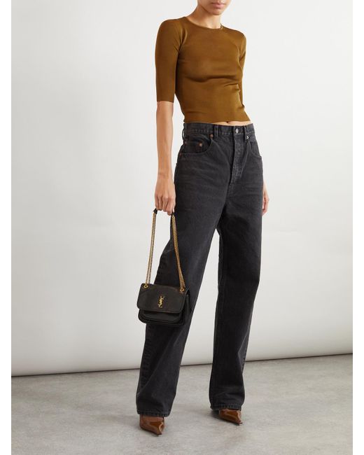Saint Laurent Brown Embellished Knitted Top