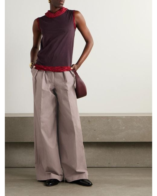 Dries Van Noten Brown Bundfaltenhose Mit Weitem Bein Aus Baumwoll-Twill