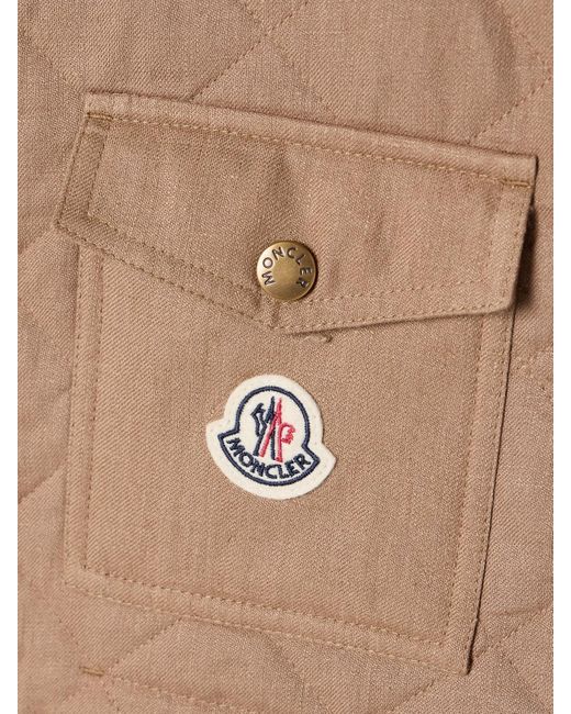 Moncler Brown Vigny Wattierte Weste Aus Gestepptem Leinen