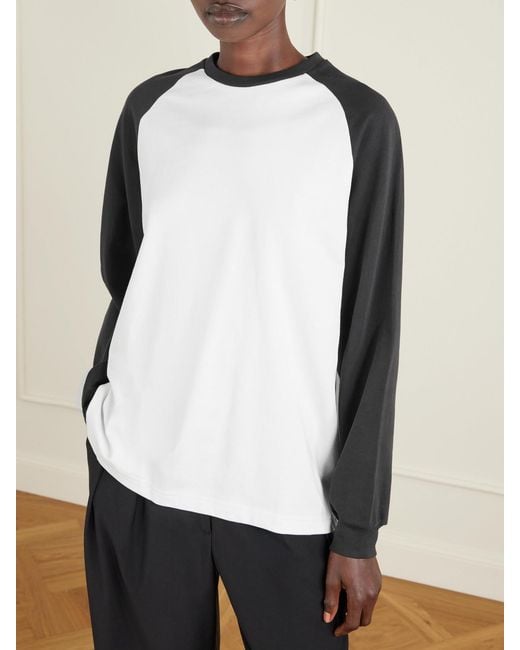 Tibi Black Perfect T Two-Tone Cotton-Jersey T-Shirt