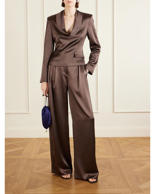 Violante Nessi Brown Kendal Satin Blouse