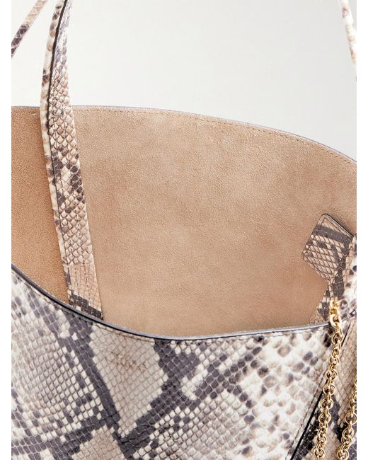 Chloé Natural Spin Embellished Snake-Effect Leather Tote Bag