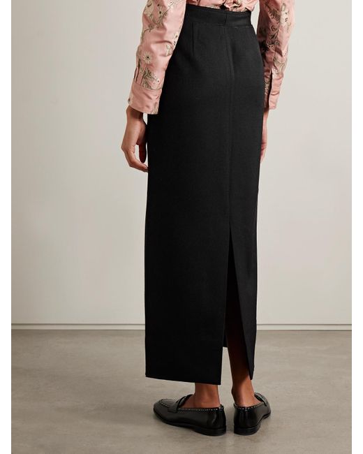 Bode Black Wool-Twill Maxi Skirt