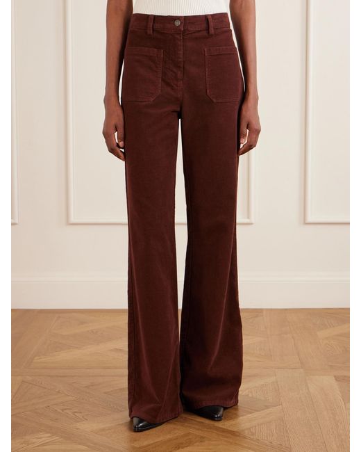Nili Lotan Purple Florence Cotton-Twill Flared Pants