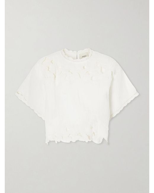 Isabel Marant White Relda Cut-Out Ramie Blouse