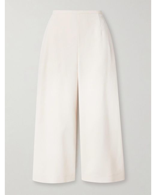 FFORME White Pat Cropped Crepe Wide-Leg Pants