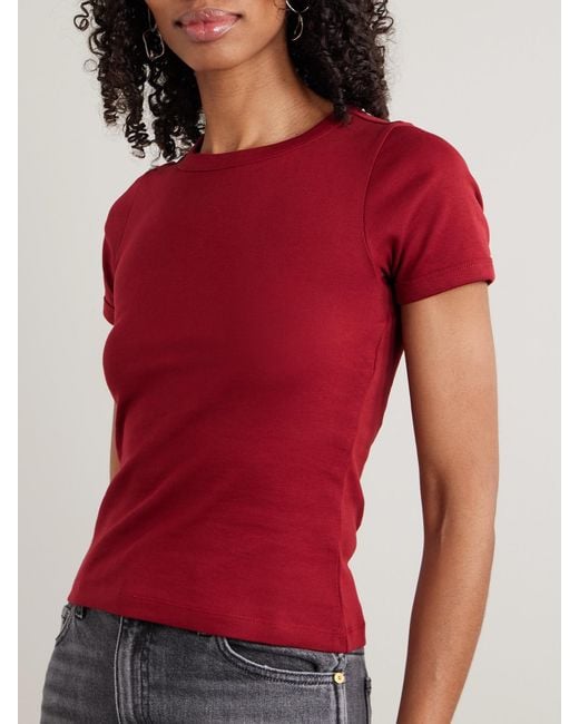 Flore Flore Red Car Ribbed Organic Cotton-Jersey T-Shirt