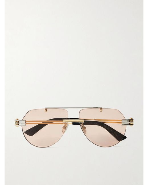 Bottega Veneta Natural Aviator-Style And-Tone Sunglasses