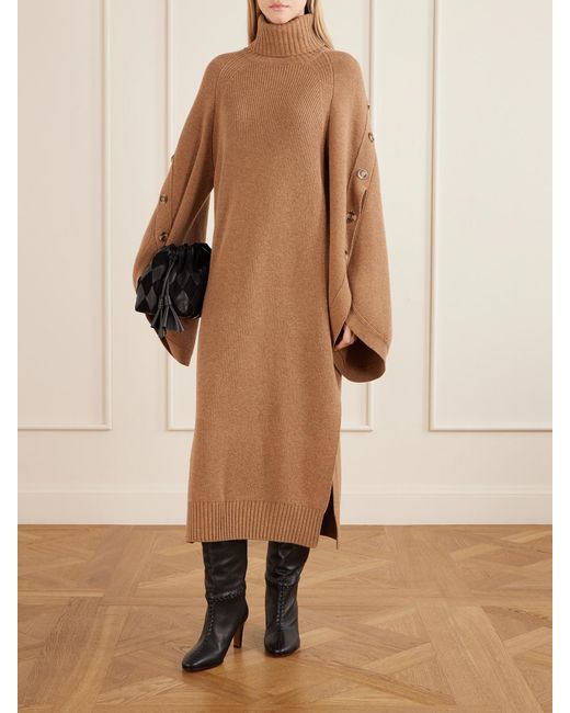 Zimmermann Natural Valiant Buttoned Merino Wool Midi Dress