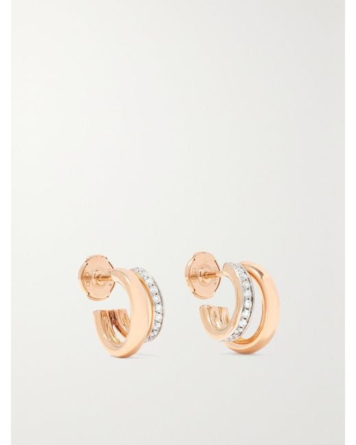 Pomellato Natural Together 18-Karat Rose Diamond Hoop Earrings