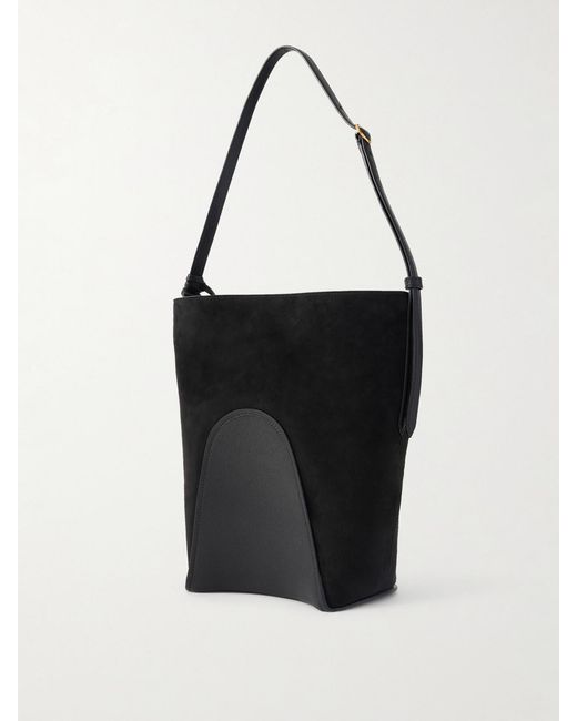 Alaïa Black Leather-Trimmed Suede Tote
