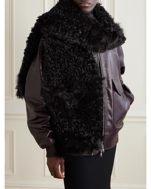 Nour Hammour Black Shearling Scarf