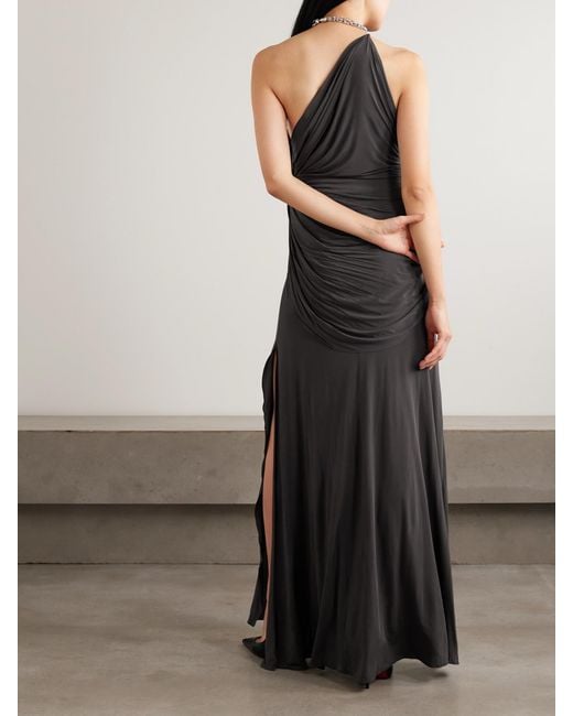 Alex Perry White One-Shoulder Draped Stretch-Jersey Gown