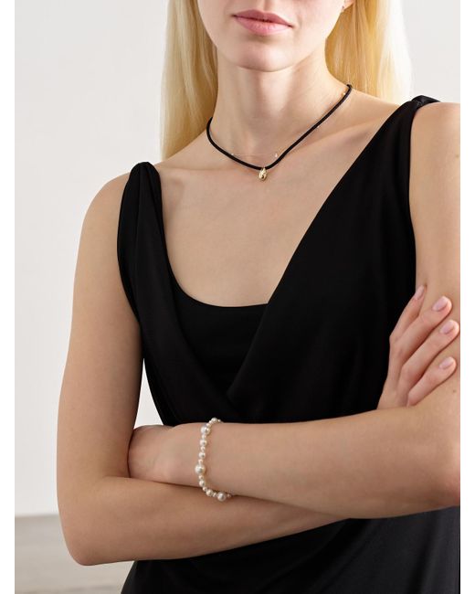 Mizuki Natural 14-Karat, Cord And Diamond Necklace