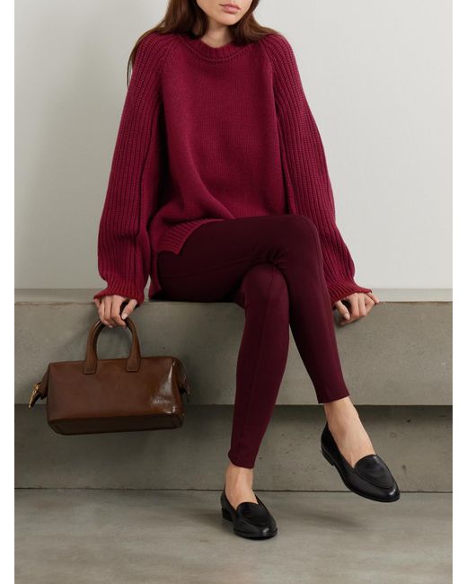 Another Tomorrow Red Oversized Ribbed Recycled Cashmere And Wool-Blend Sweater