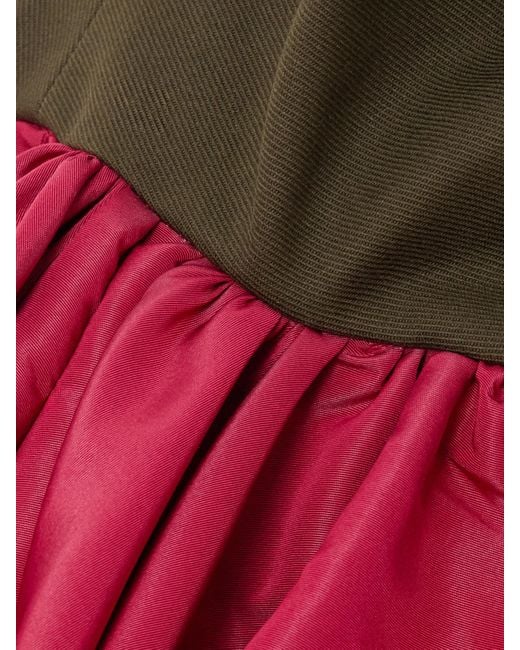 Christopher John Rogers Red Neckholder-Oberteil Aus Twill Aus Einer Seiden-Baumwollmischung