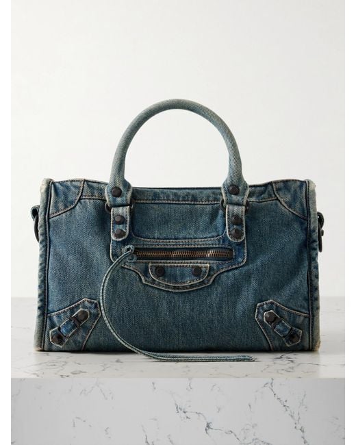 Balenciaga Blue Le City Small Embellished Denim Tote