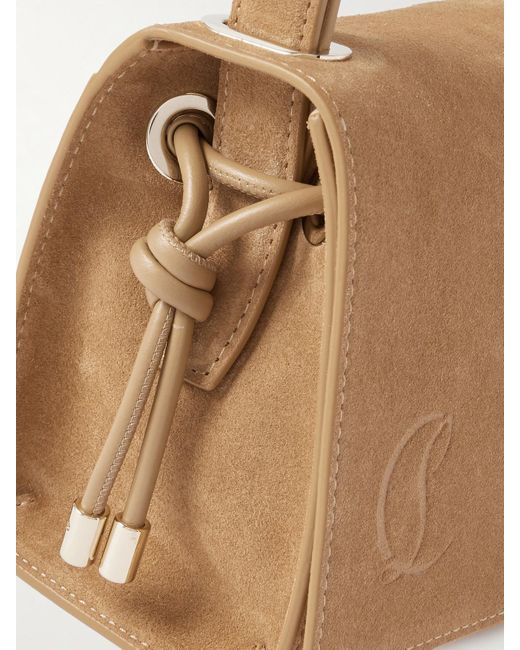 Christian Louboutin Natural Baggy Small Logo-Debossed Suede Shoulder Bag