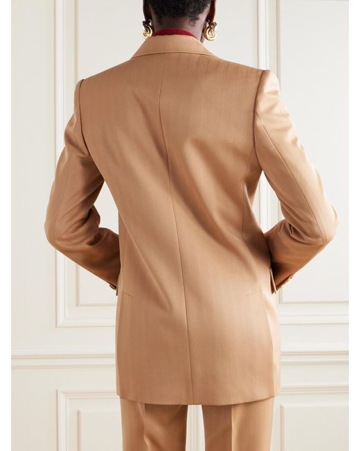 Stella McCartney Natural Double-Breasted Striped Wool-Blend Blazer