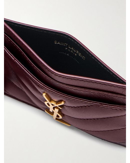 Saint Laurent Purple Cassandre Matelassé Leather Cardholder