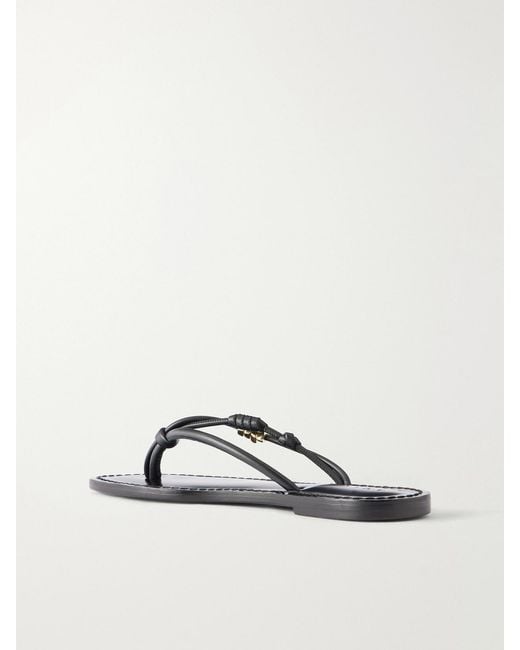 Amanu Black The Kiwayu Embellished Leather Sandals