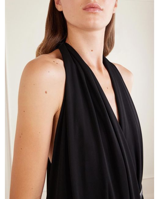 Loewe Black Draped Jersey Midi Dress