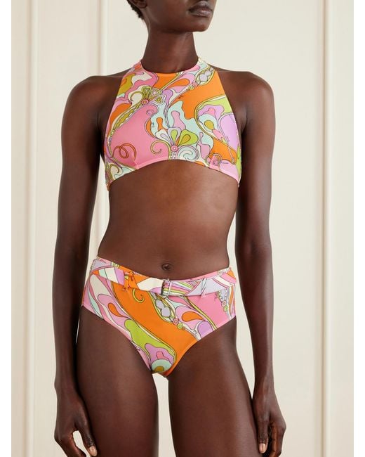 Emilio Pucci Pink Printed Halterneck Bikini