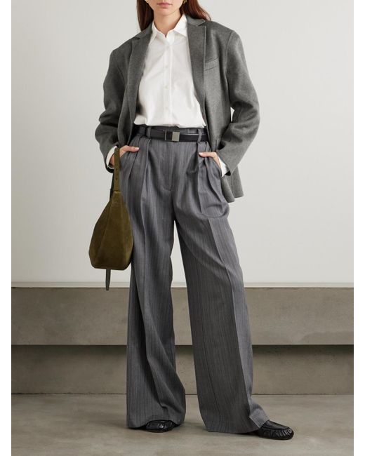 Anine Bing Gray Quinn Oversized Wool And Cashmere-Blend Blazer