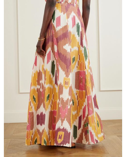 Emporio Sirenuse White Kika Printed Cotton And Linen-Blend Maxi Skirt