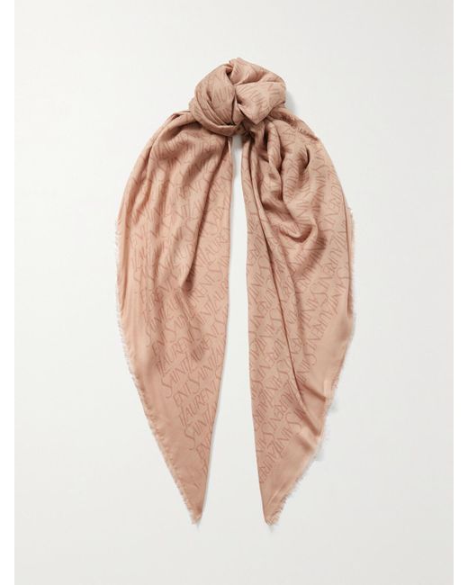 Saint Laurent Pink Printed Modal And Cashmere-Blend Twill Scarf