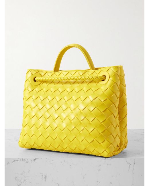 Bottega Veneta Yellow Andiamo Small Intrecciato Leather Tote