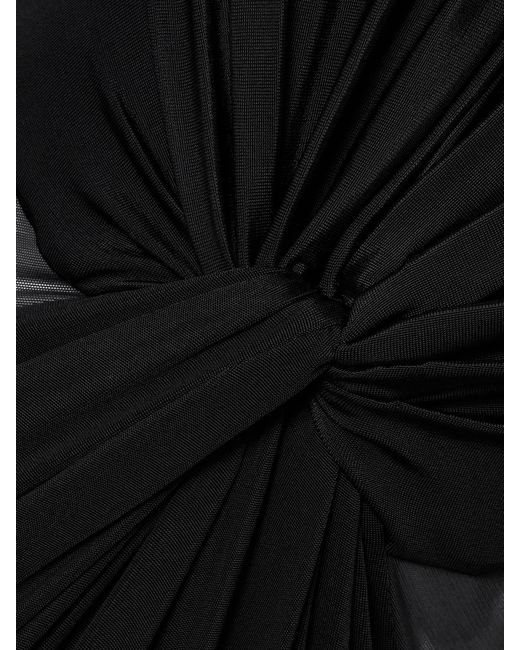 Tom Ford Black Twist-Front Chiffon-Trimmed Jersey Gown