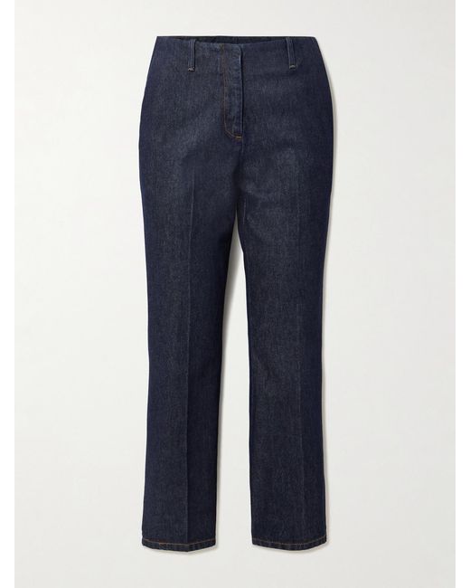 Dries Van Noten Blue Cropped High-Rise Flared Jeans