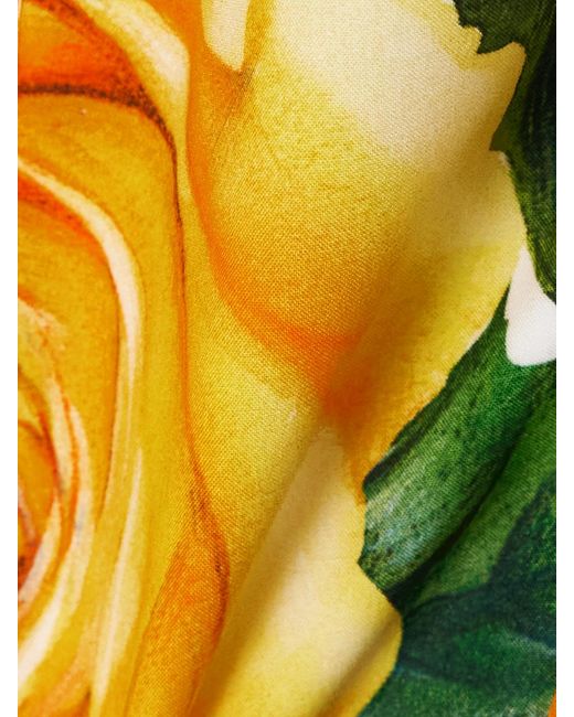 Dolce & Gabbana Yellow Cotton Corset Top With Rose