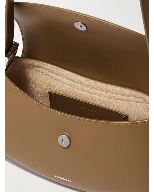 Jil Sander Natural Kleine Schultertasche Aus Leder