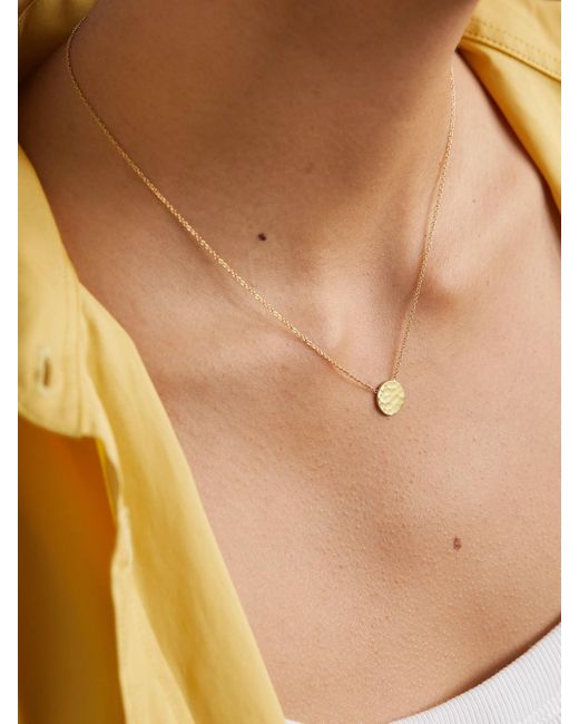 Jennifer Meyer Natural Mini Hammered Disc Kette Aus 18 Karat
