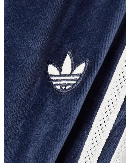 Adidas Originals Blue Wales Bonner Striped Cotton-Blend Velour Straight-Leg Track Pants