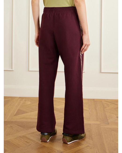 Burberry Red Jodie Checked Cotton-Jersey Straight-Leg Track Pants