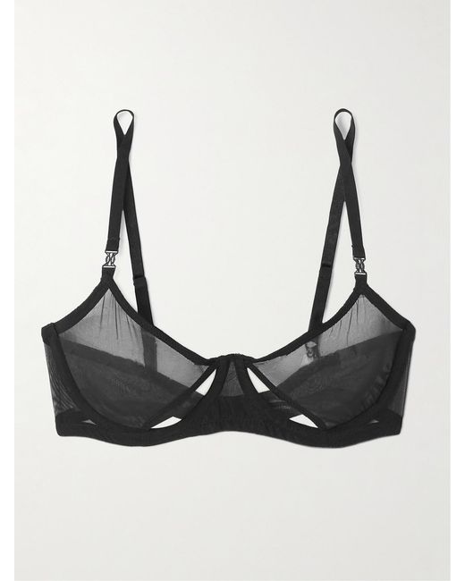Kiki de Montparnasse Black Brienne Cutout Mesh Underwired Balconette Bra